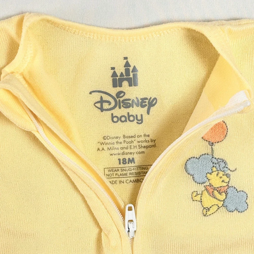 Disney Baby Winnie the Pooh Footed Pajamas Unisex Snug 18M Yellow Classic NWOT